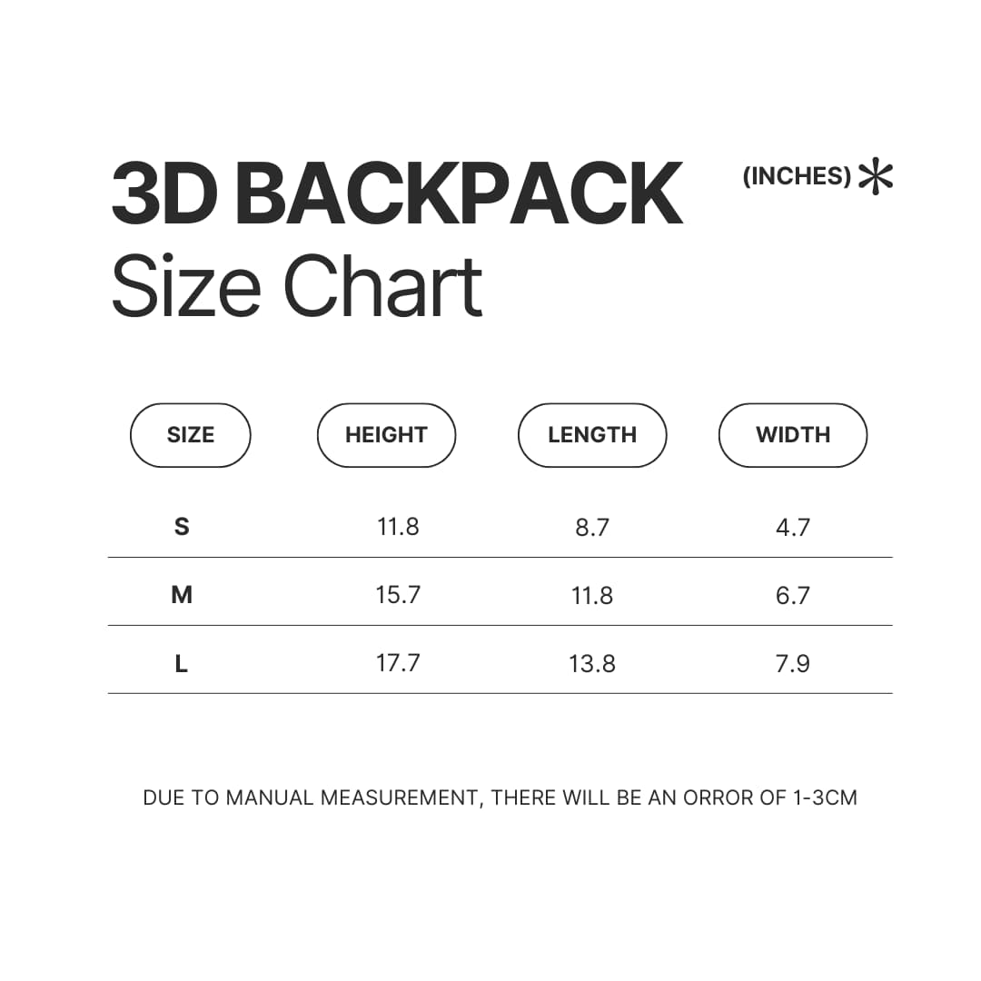 3D Backpack Size Chart - Binding Of Isaac Store