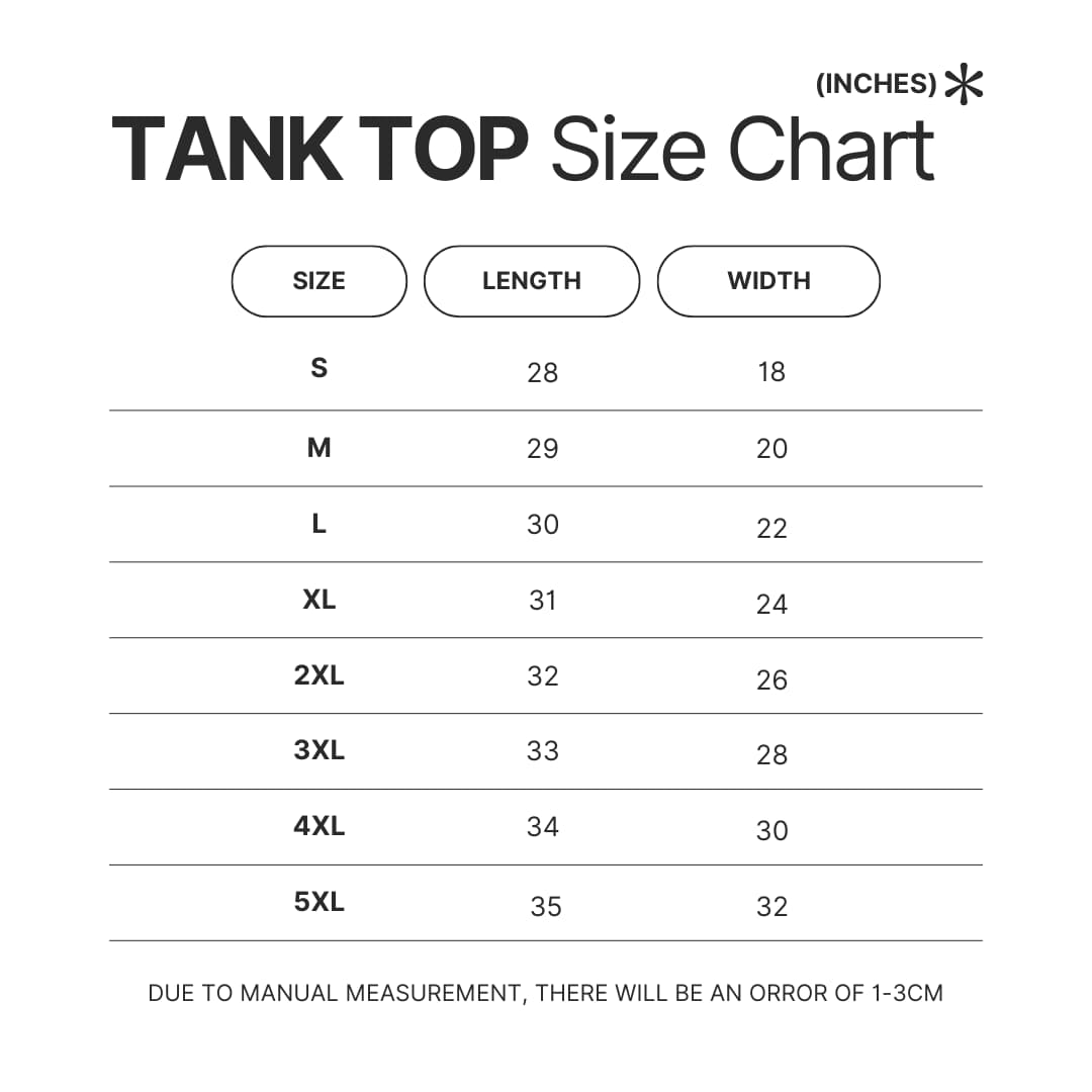 Tank Top Size Chart - Binding Of Isaac Store
